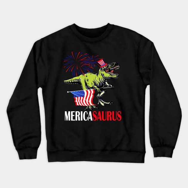 Mericasaurus 4th of july independence day gift Crewneck Sweatshirt by DODG99